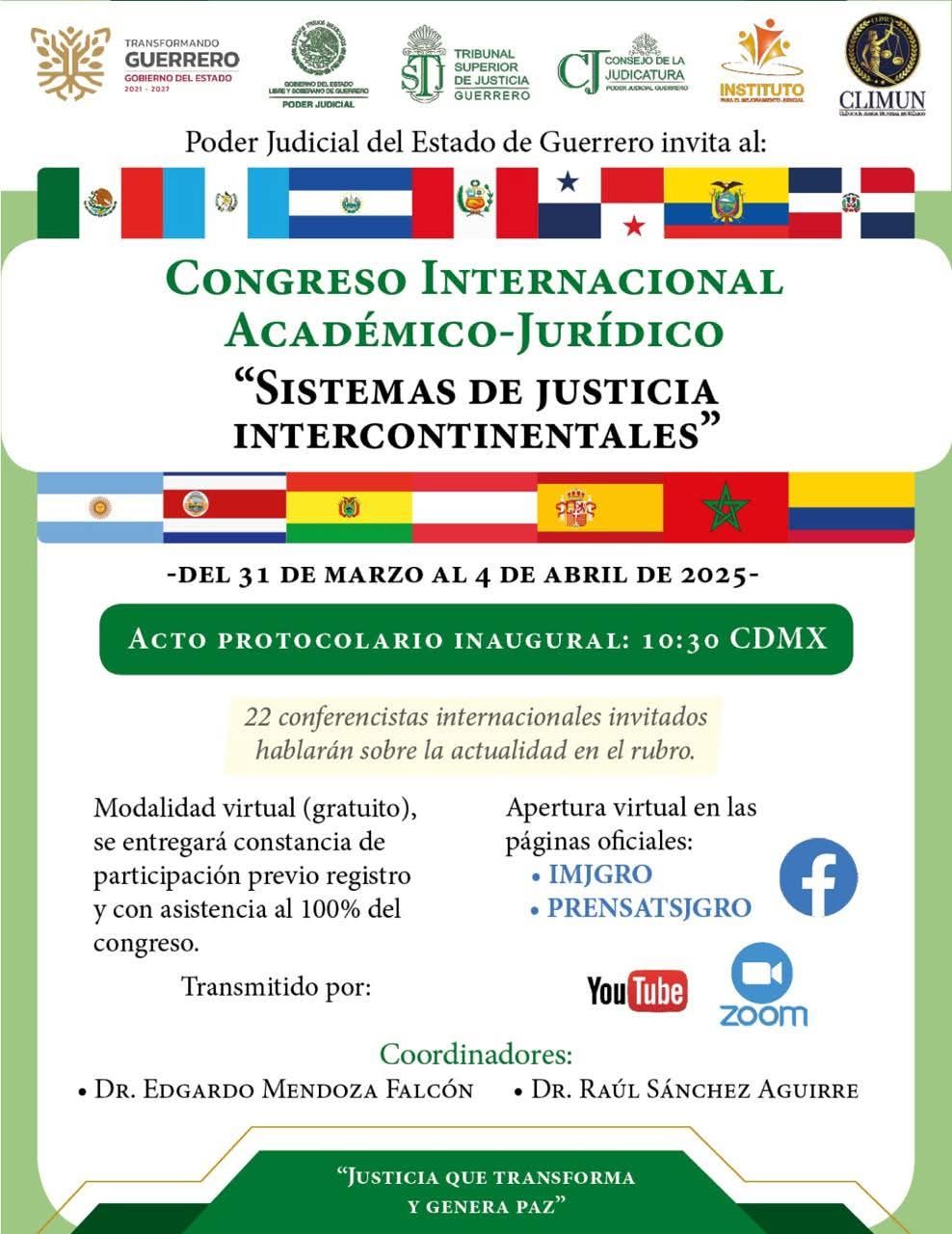 Flyer del curso SISTEMAS DE JUSTICIA INTERCONTINENTALES