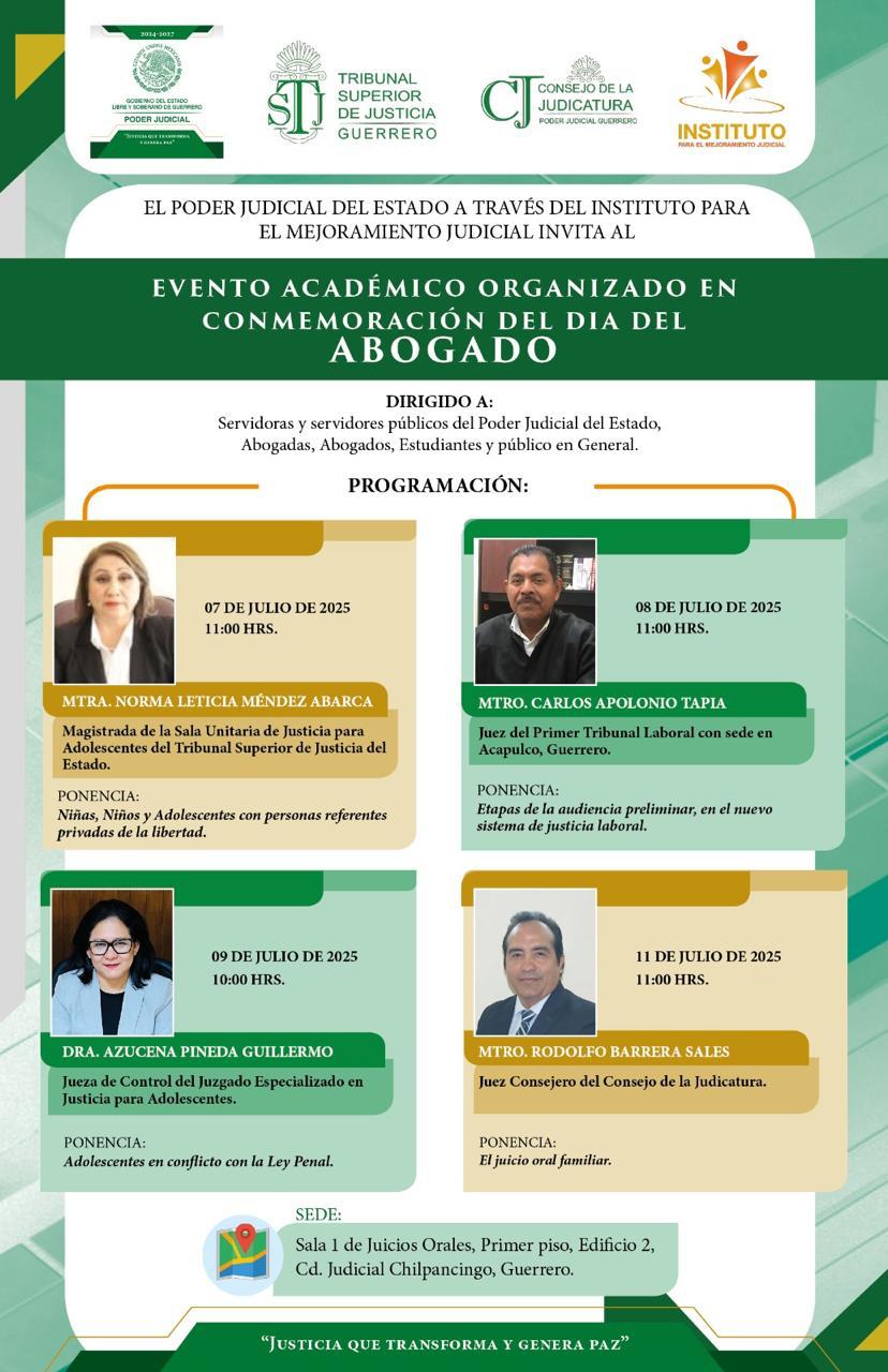 Flyer del curso EVENTO ACADÉMICO ORGANIZADO EN CONMEMORACIÓN DEL DÍA DEL ABOGADO