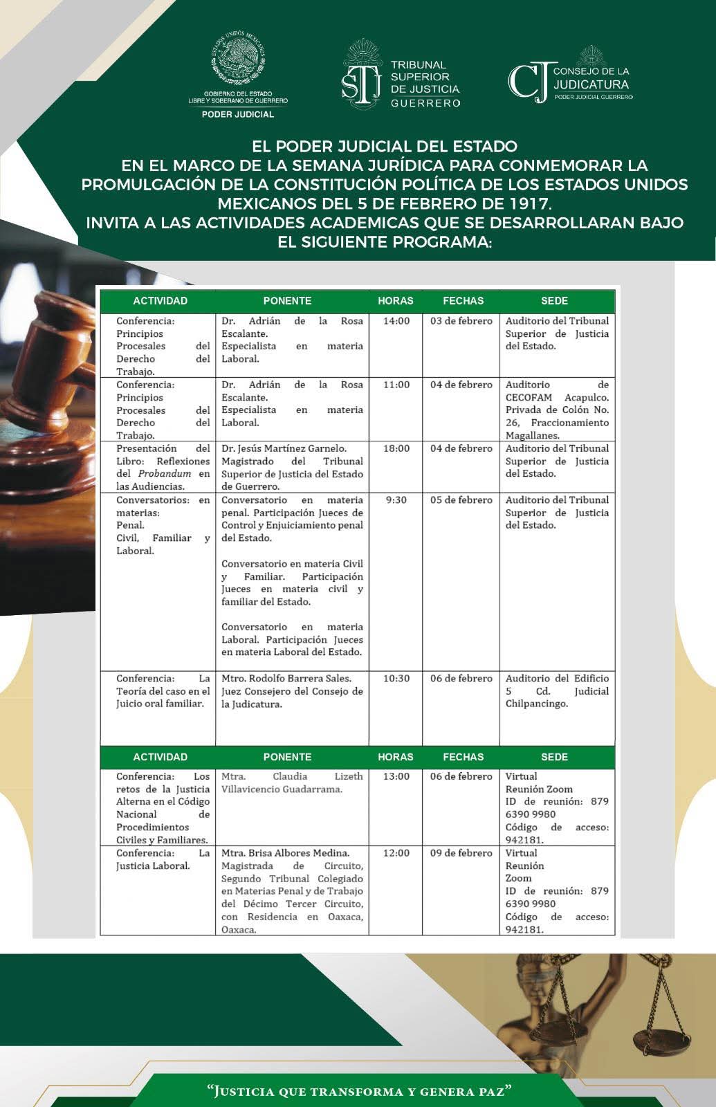 Flyer del curso SEMANA JURÍDICA